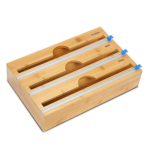3-in-1 Wooden Wrap Cutter | Foil, Plastic & Paper Holder
