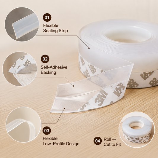 5M Silicone Door Gap Sealer Tape for Drafts, Dust & Pest Control
