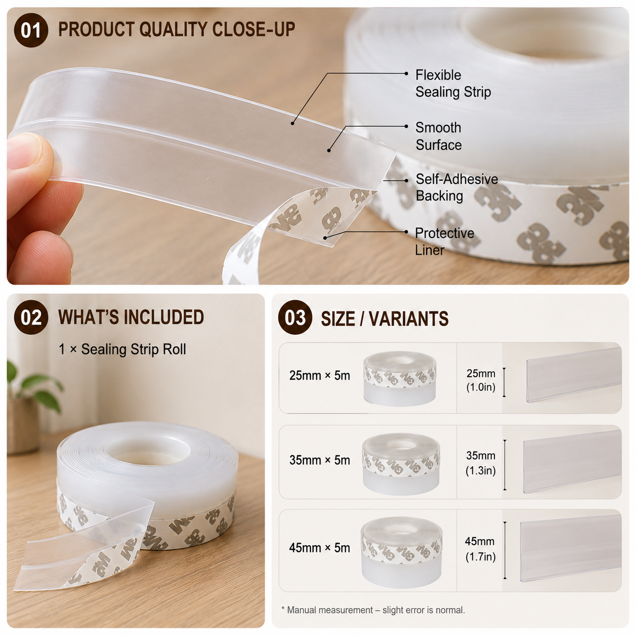 5M Silicone Door Gap Sealer Tape for Drafts, Dust & Pest Control