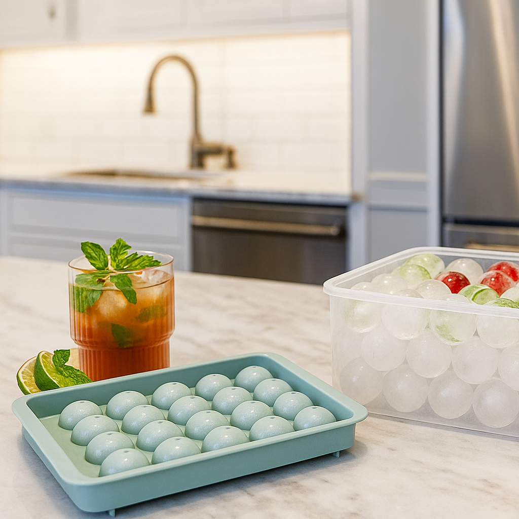 Sphere Ice Ball Maker Mold Making for Freezer with Container