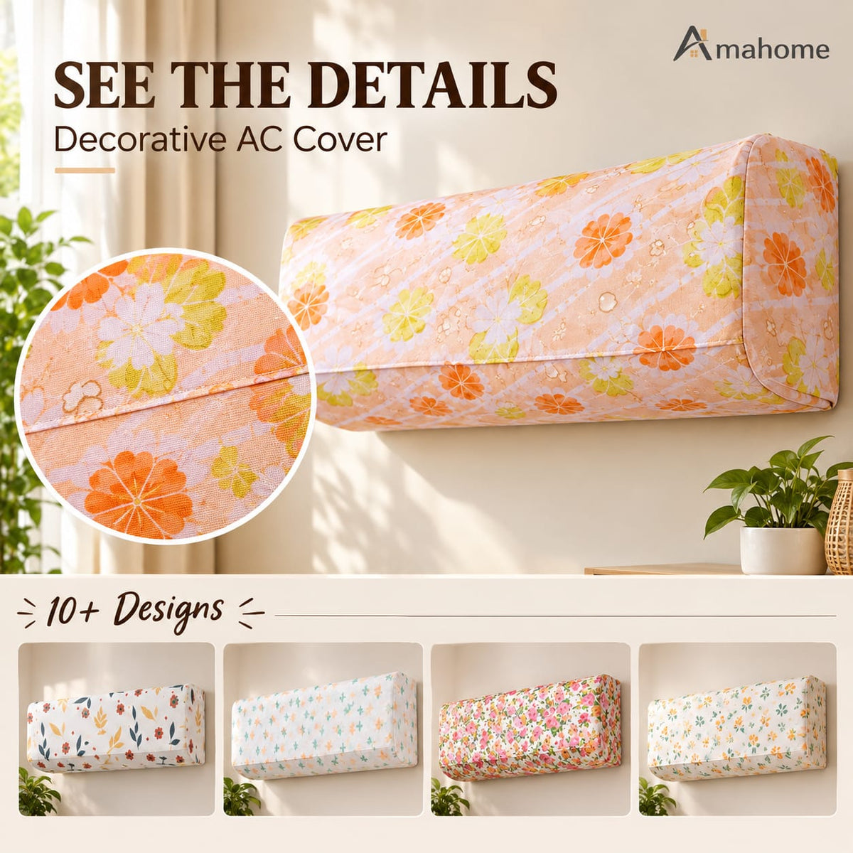 Floral Air Conditioner Cover – Decorative AC Dust Protection Cover