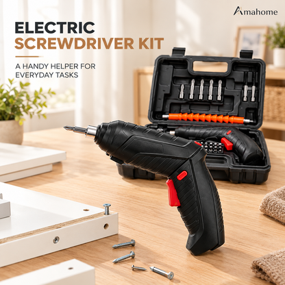 Cordless Electric Screwdriver Kit – Rechargeable Power Screwdriver with Multiple Bits & Portable Tool Case