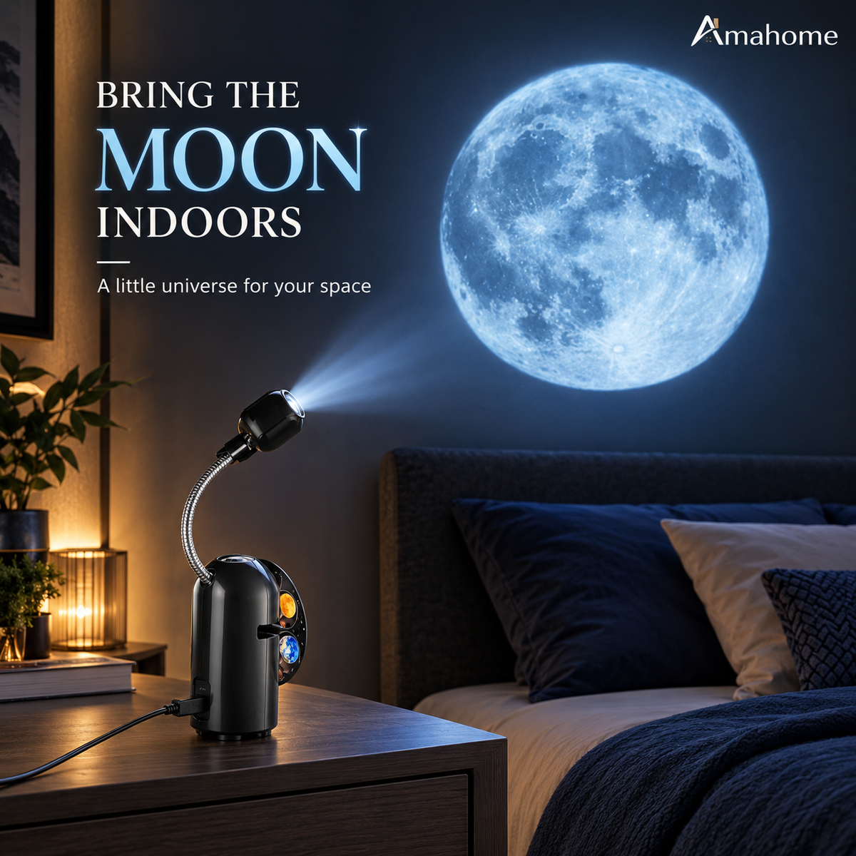 Galaxy Planet Projector Lamp – 360° Adjustable Moon & Solar System Projection Night Light