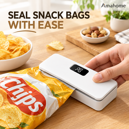 Mini Heat Sealer for Food Bags with LCD Display & Hidden Cutter