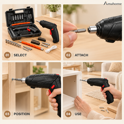 Cordless Electric Screwdriver Kit – Rechargeable Power Screwdriver with Multiple Bits & Portable Tool Case
