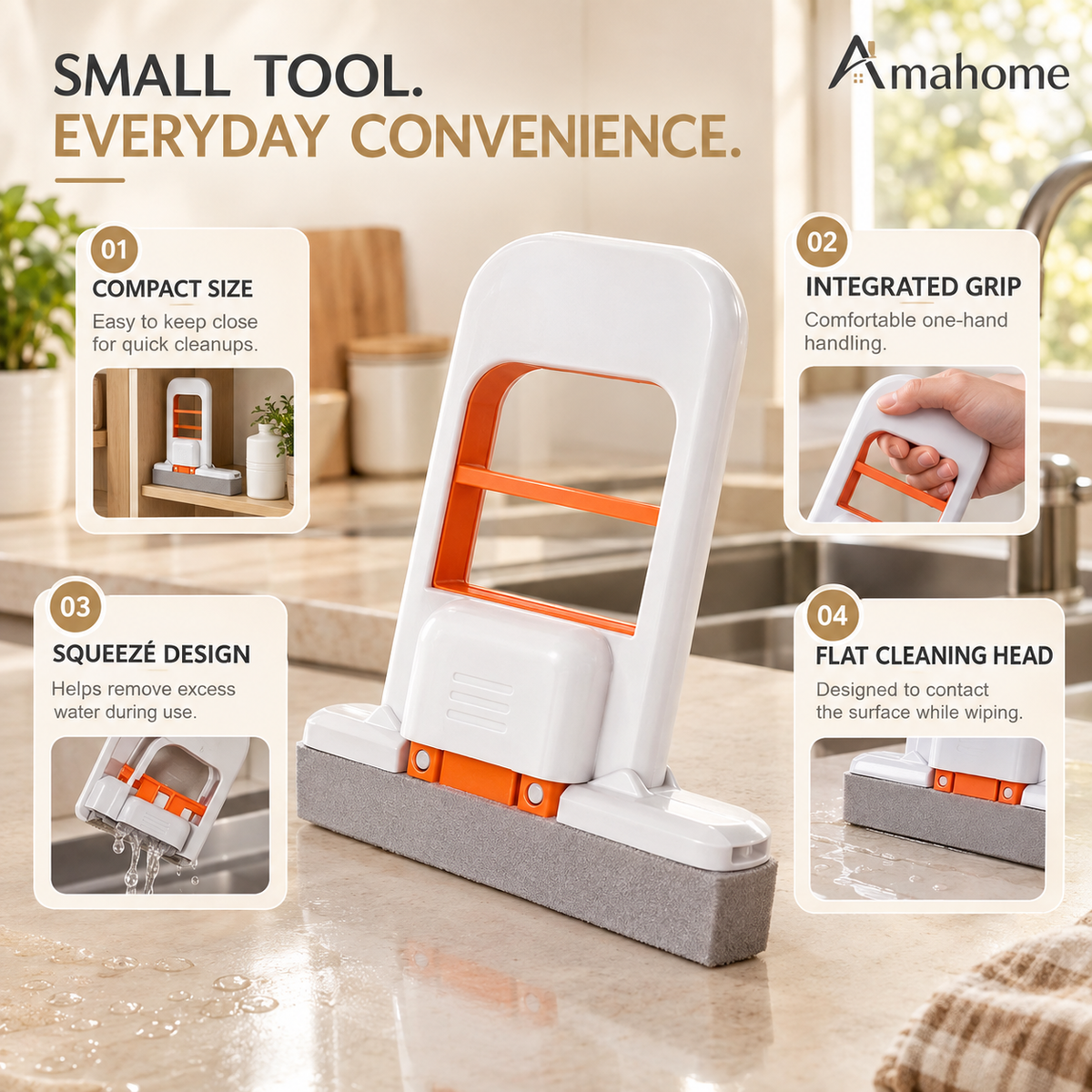 Handheld Floor Cleaning Brush – Compact Squeeze Cleaning Tool with Horizontal Cleaning Head