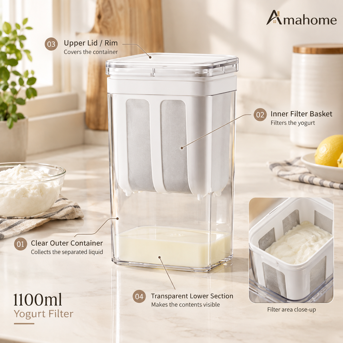 Yogurt Filter – Homemade Yogurt &amp; Cheese Strainer