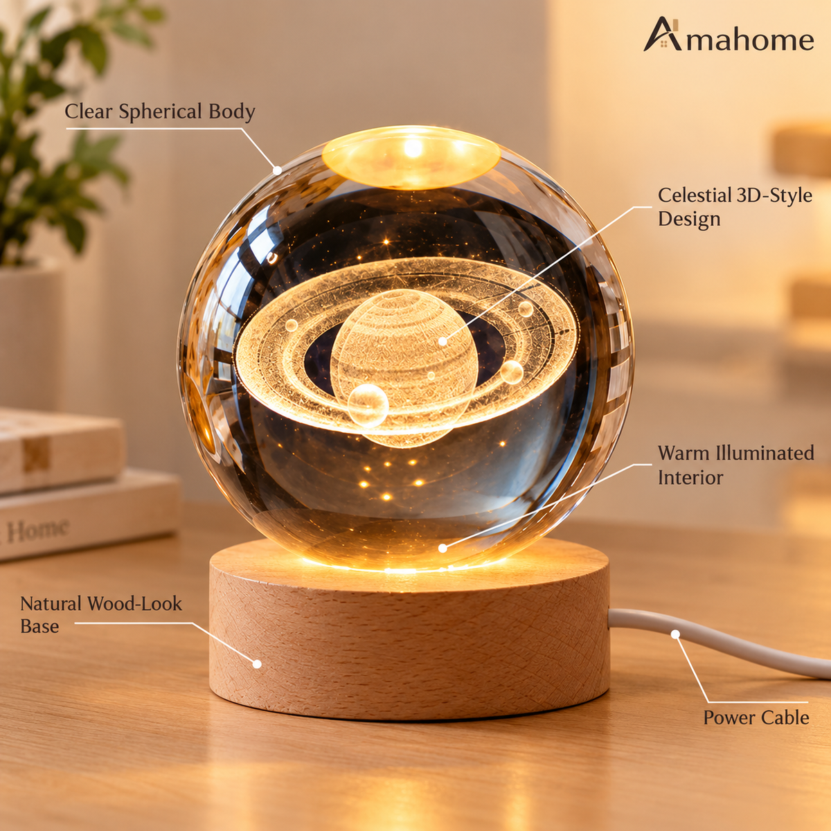 Celestial Crystal Planet Lamp – Premium LED Night Light