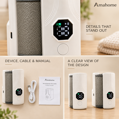 Portable Rechargeable Baby Bottle Warmer – USB Charging Milk Warmer with Digital Display