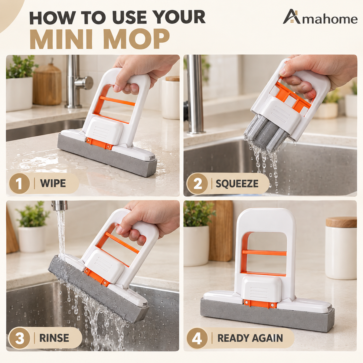 Handheld Floor Cleaning Brush – Compact Squeeze Cleaning Tool with Horizontal Cleaning Head