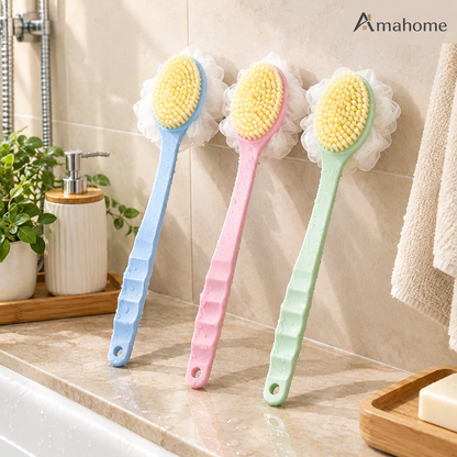 Long Handle Shower Brush with Soft Bristles & Body Scrubber