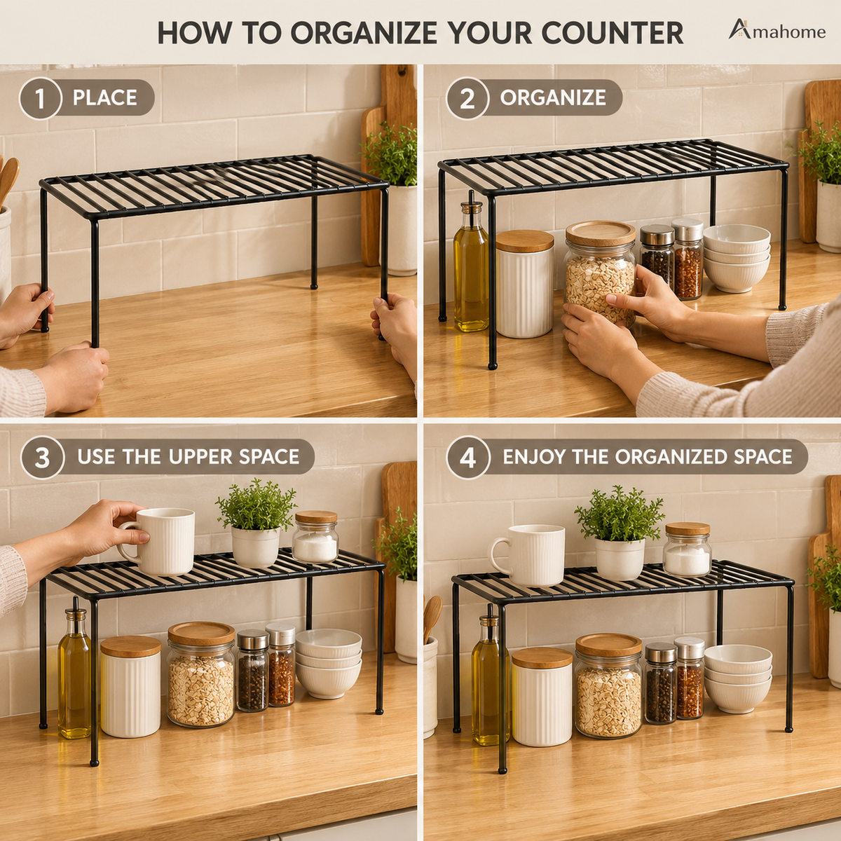 2-Tier Kitchen Storage Shelf – Space-Saving Countertop Organizer