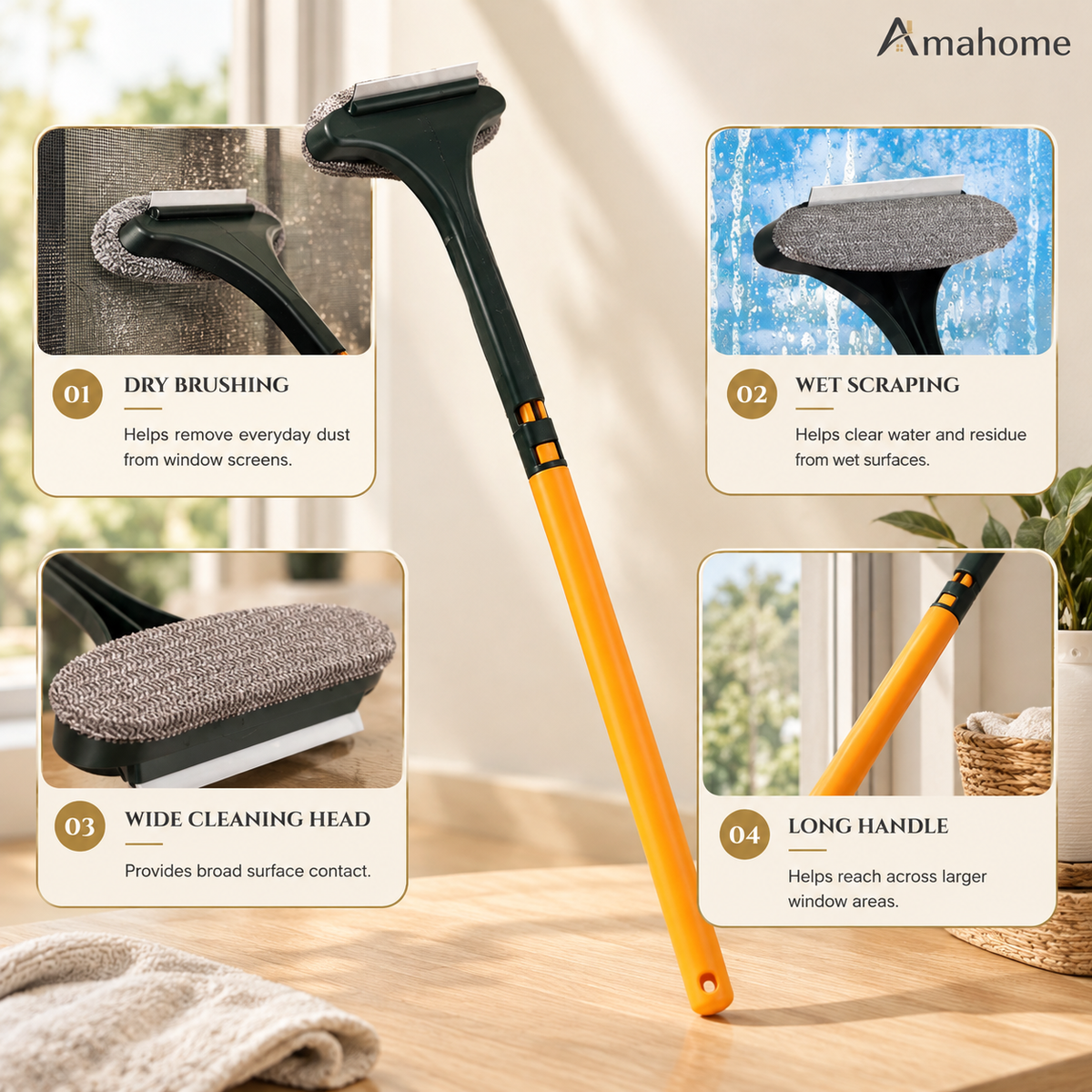 2-in-1 Window Squeegee & Scrubber Cleaning Tool – 45cm