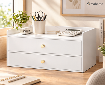 Premium Desktop Organizer with 2 Drawers – Modern Office Storage Cabinet