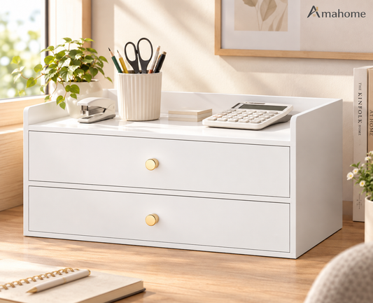 Premium Desktop Organizer with 2 Drawers – Modern Office Storage Cabinet