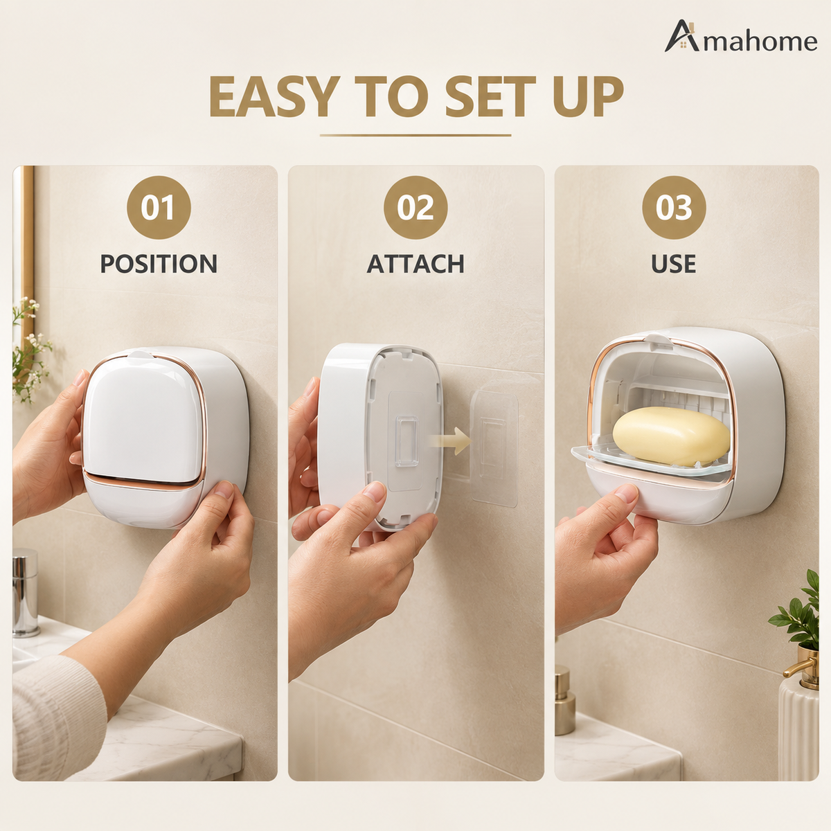 Wall-Mounted Soap Holder – Space Saving Bathroom Organizer