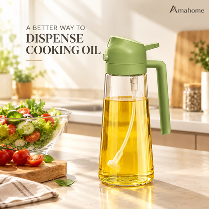 470ml 2-in-1 Oil Spray & Pour Dispenser Bottle – Kitchen Cooking Oil Sprayer with Handle