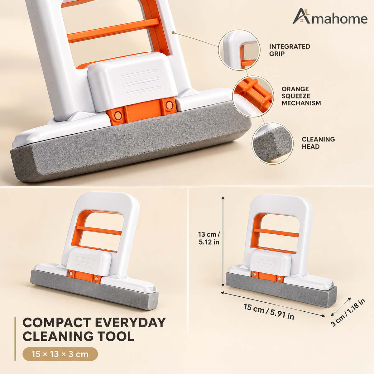 Handheld Floor Cleaning Brush – Compact Squeeze Cleaning Tool with Horizontal Cleaning Head