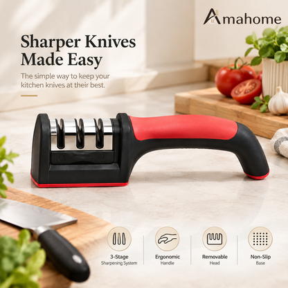 Manual Kitchen Knife Sharpener – Multi-Slot Sharpening Tool with Ergonomic Handle