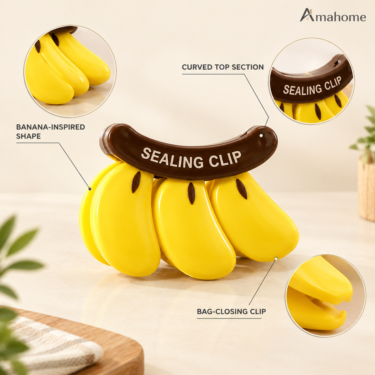 Cute Banana-Shaped Bag Sealing Clips – Reusable Food Storage Clips for Snacks & Kitchen Bags