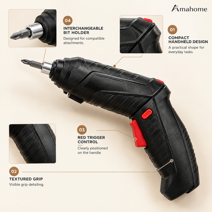 Cordless Electric Screwdriver Kit – Rechargeable Power Screwdriver with Multiple Bits & Portable Tool Case