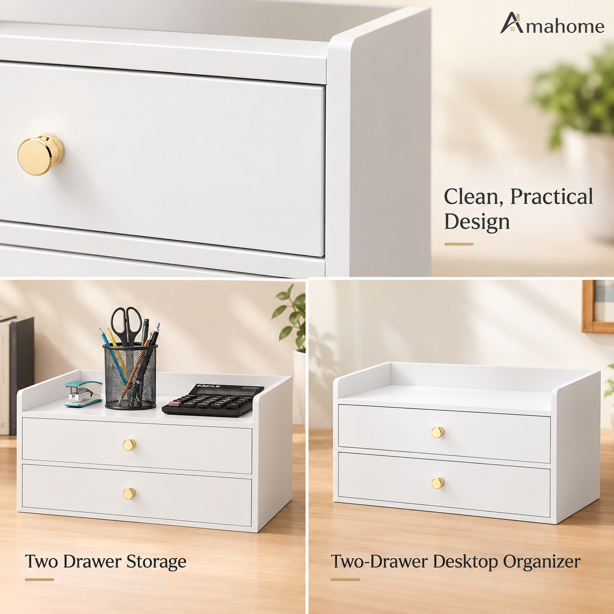 Premium Desktop Organizer with 2 Drawers – Modern Office Storage Cabinet