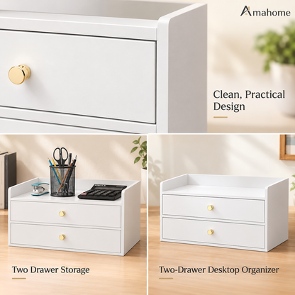Premium Desktop Organizer with 2 Drawers – Modern Office Storage Cabinet