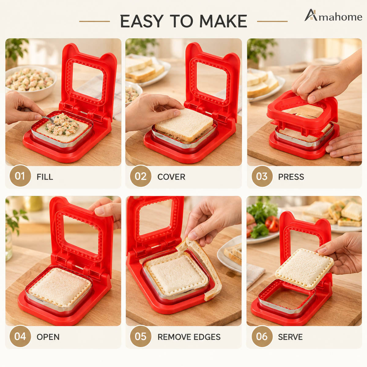 Sandwich Cutter & Sealer – Bread Pocket Maker & Sandwich Press Mold