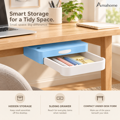 Under Desk Sliding Drawer Organizer – Hidden Storage Box