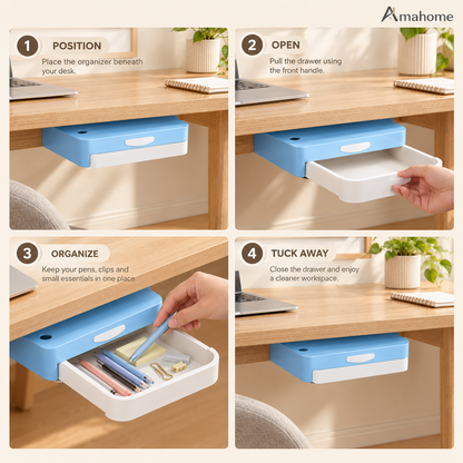 Under Desk Sliding Drawer Organizer – Hidden Storage Box