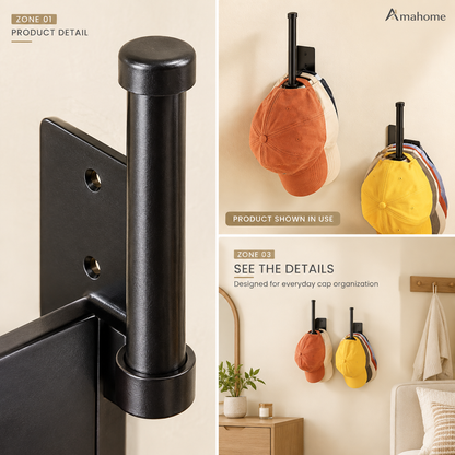 Wall-Mounted Cap Organizer – Space-Saving Hat Storage Rack