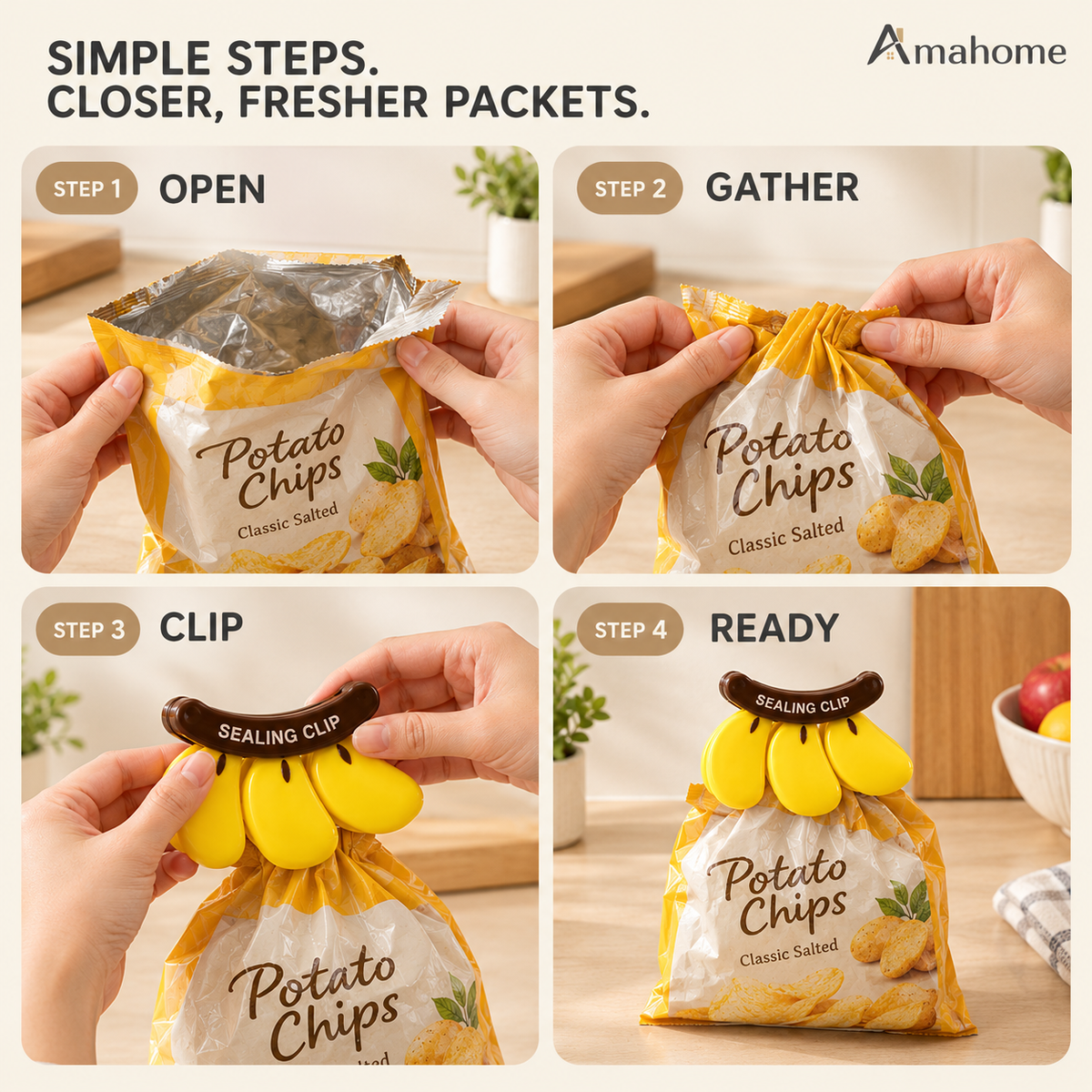 Cute Banana-Shaped Bag Sealing Clips – Reusable Food Storage Clips for Snacks & Kitchen Bags