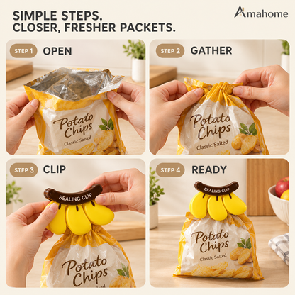 Cute Banana-Shaped Bag Sealing Clips – Reusable Food Storage Clips for Snacks & Kitchen Bags