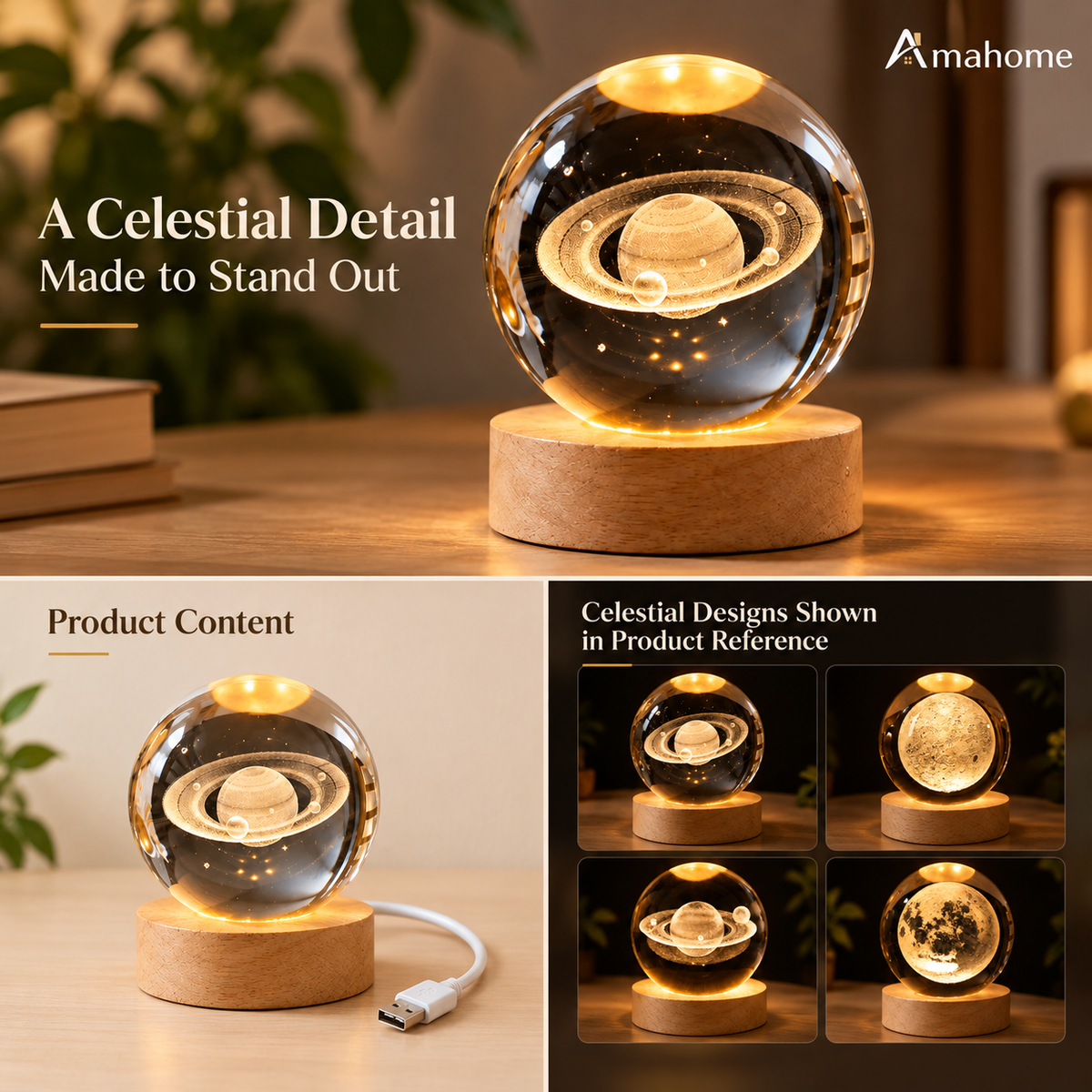 Celestial Crystal Planet Lamp – Premium LED Night Light