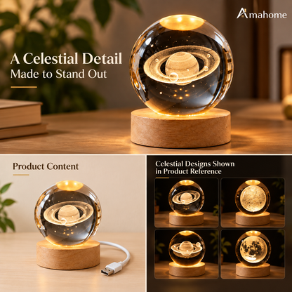 Celestial Crystal Planet Lamp – Premium LED Night Light