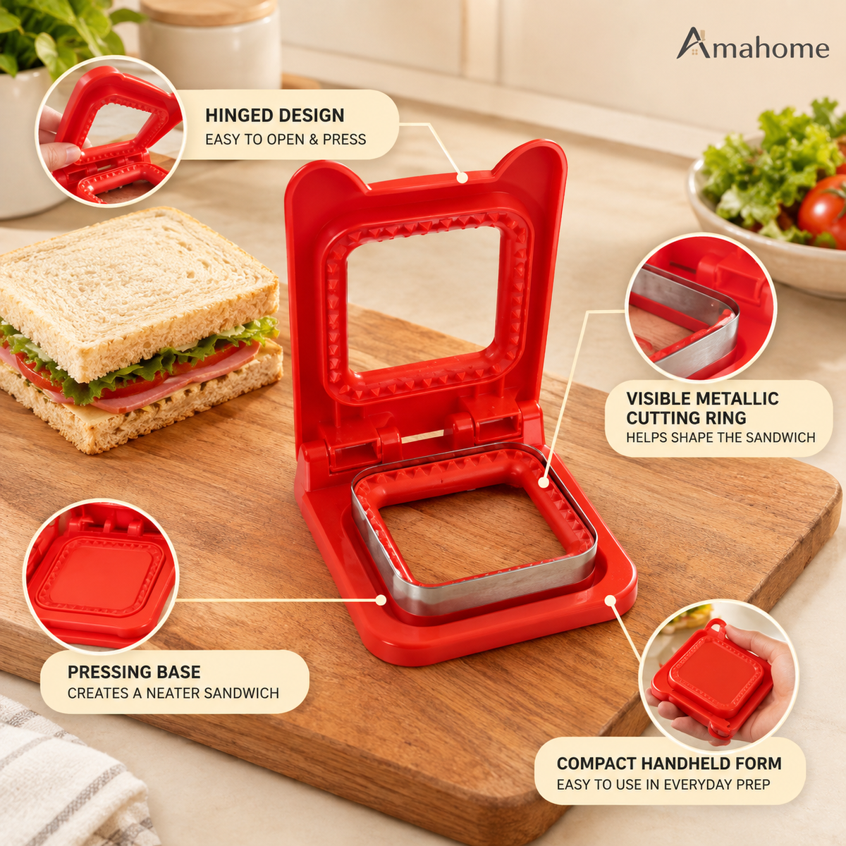 Sandwich Cutter & Sealer – Bread Pocket Maker & Sandwich Press Mold