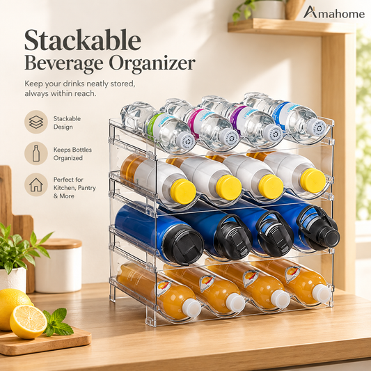 Stackable Drink Organizer – 2-Tier Beverage Can & Bottle Storage Rack