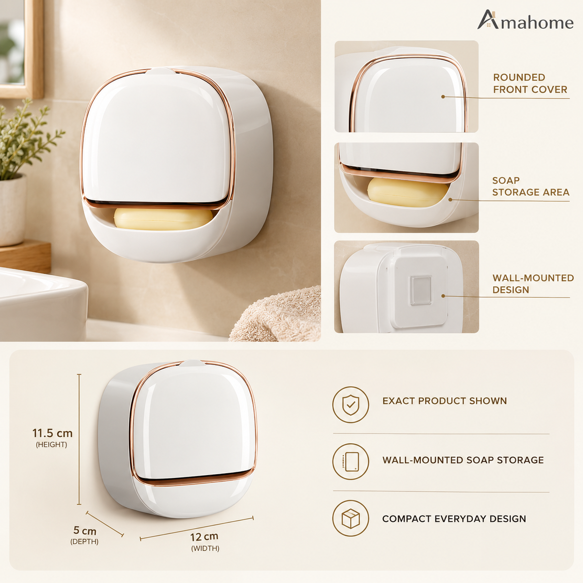 Wall-Mounted Soap Holder – Space Saving Bathroom Organizer