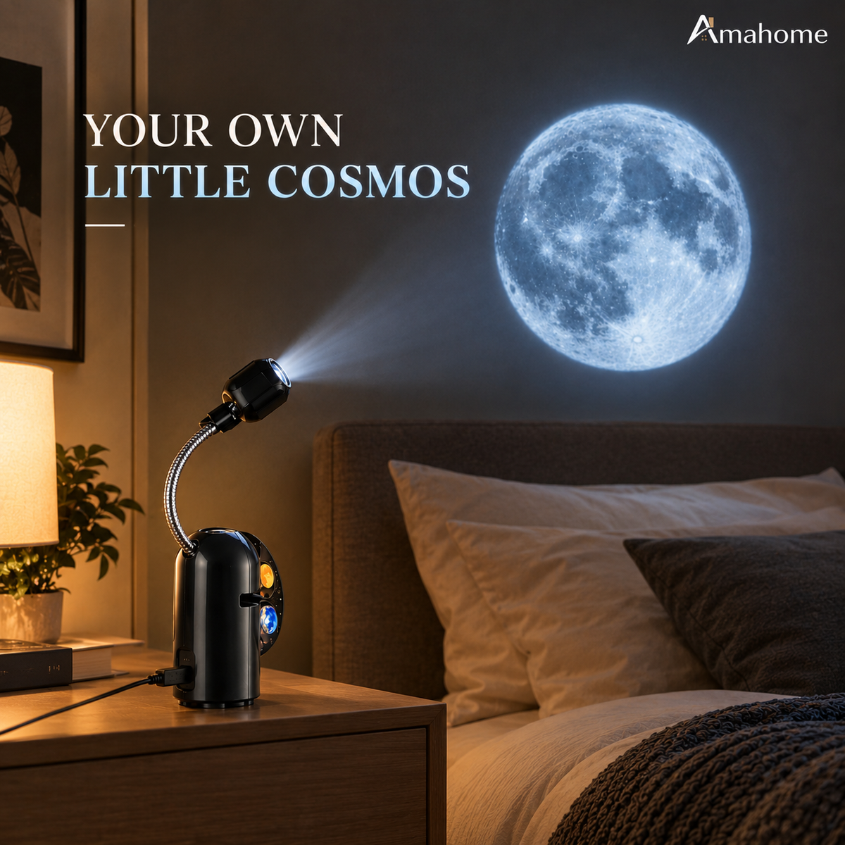 Galaxy Planet Projector Lamp – 360° Adjustable Moon & Solar System Projection Night Light