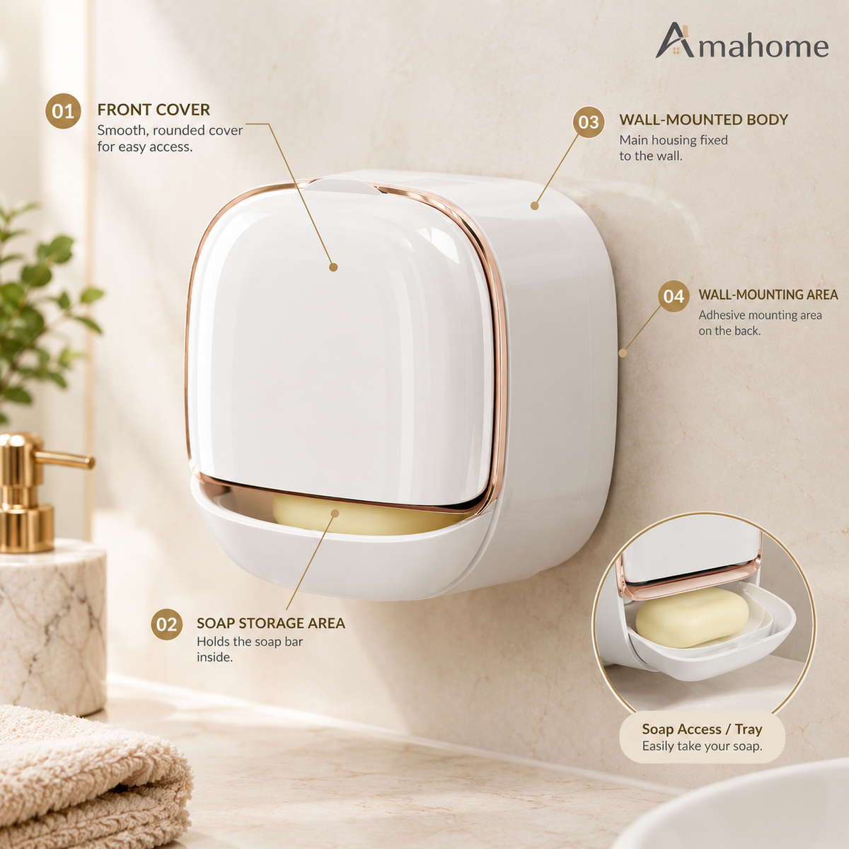 Wall-Mounted Soap Holder – Space Saving Bathroom Organizer