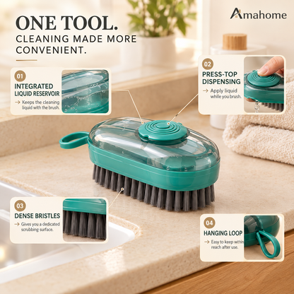 Liquid-Dispensing Cleaning Brush – Teal Scrubbing Brush