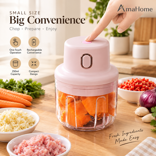 250ML Rechargeable Mini Food Chopper – Compact Electric Food Processor
