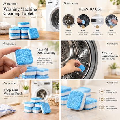 Washing Machine Deep Cleaning & Decontamination Tablets – 1-2 Tablet Use