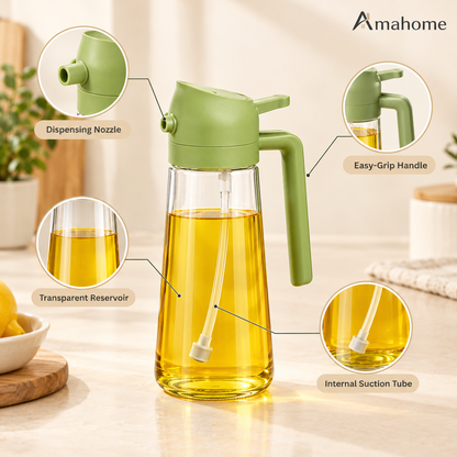 470ml 2-in-1 Oil Spray & Pour Dispenser Bottle – Kitchen Cooking Oil Sprayer with Handle