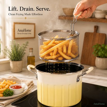 AmaHome Multi-Function Deep Fry Pot with Stainless Steel Basket Set