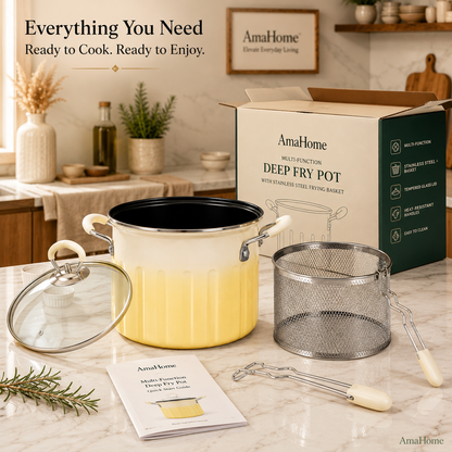 AmaHome Multi-Function Deep Fry Pot with Stainless Steel Basket Set