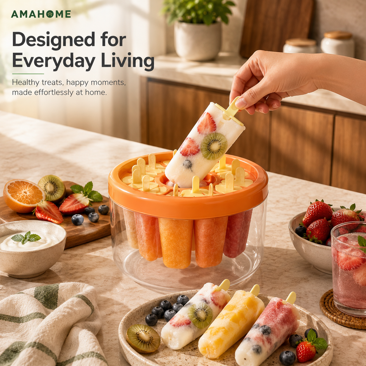 AmaHome IceXream Reusable Popsicle Mold – Multi-Cavity Easy-Release Ice Pop Maker