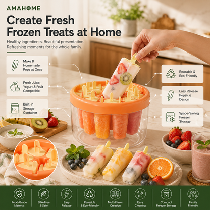 AmaHome IceXream Reusable Popsicle Mold – Multi-Cavity Easy-Release Ice Pop Maker
