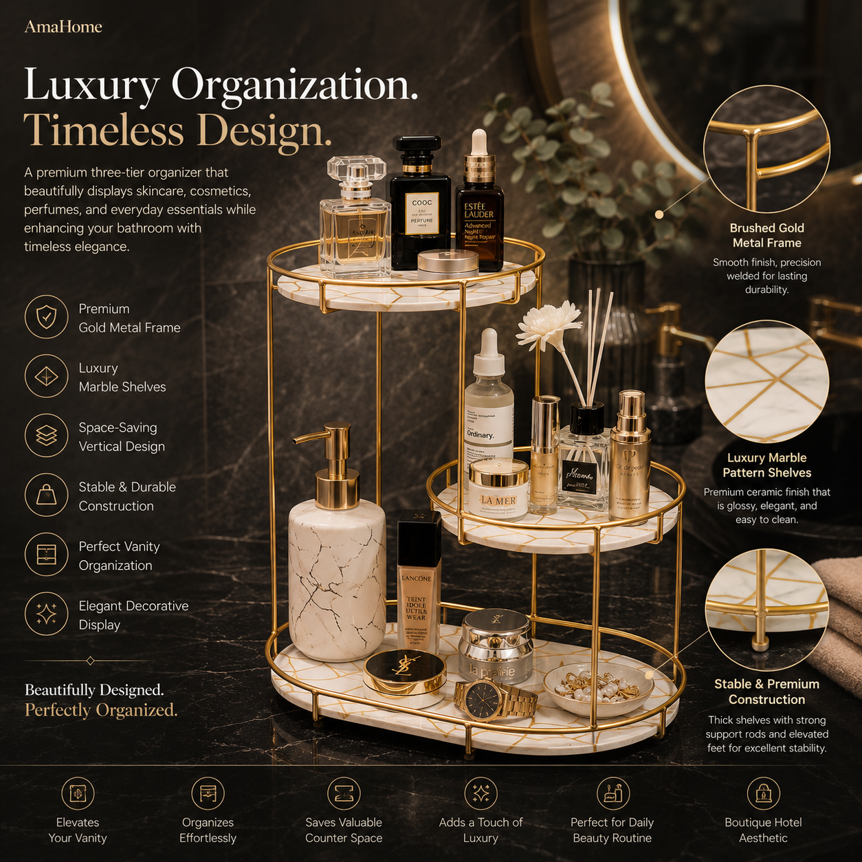 LuxeSteps™ Nordic Cosmetic & Perfume Organizer