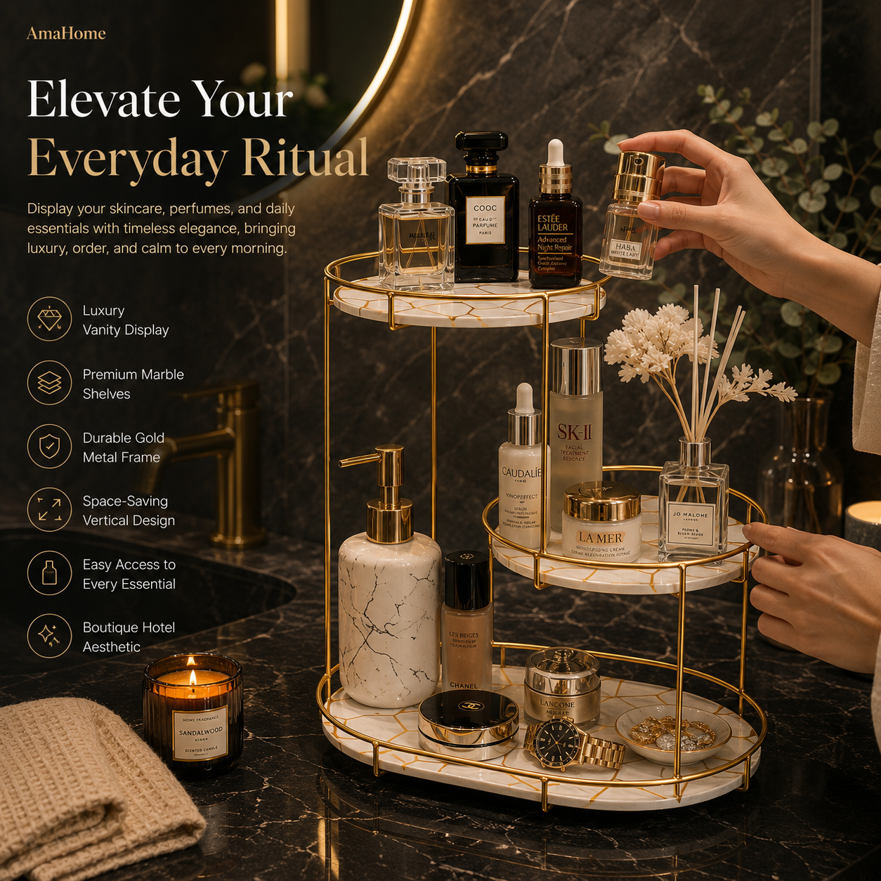 LuxeSteps™ Nordic Cosmetic & Perfume Organizer